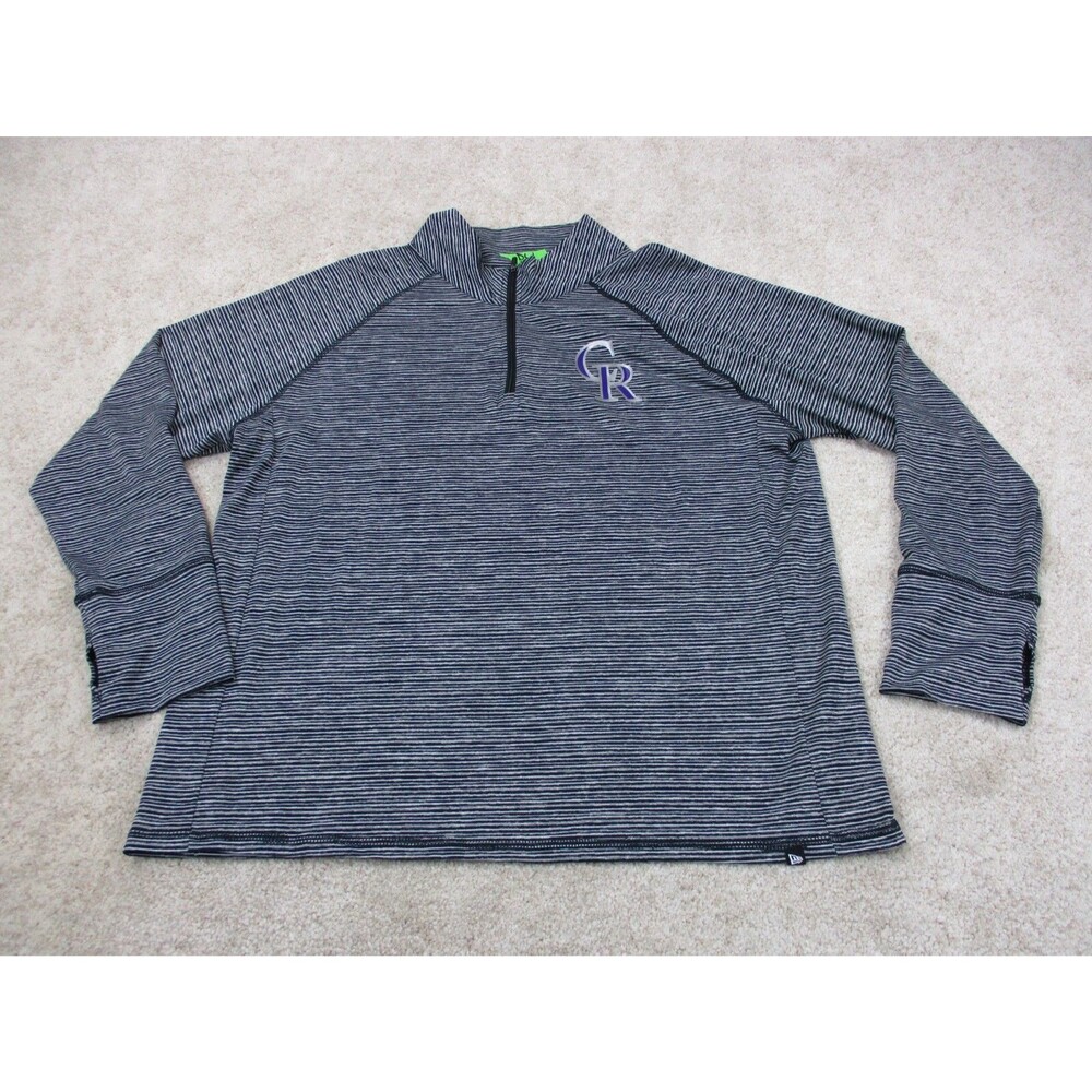Colorado Rockies Jacket Adult 2XL XXL Black Gray 1/4 Zip Baseball New Era Mens